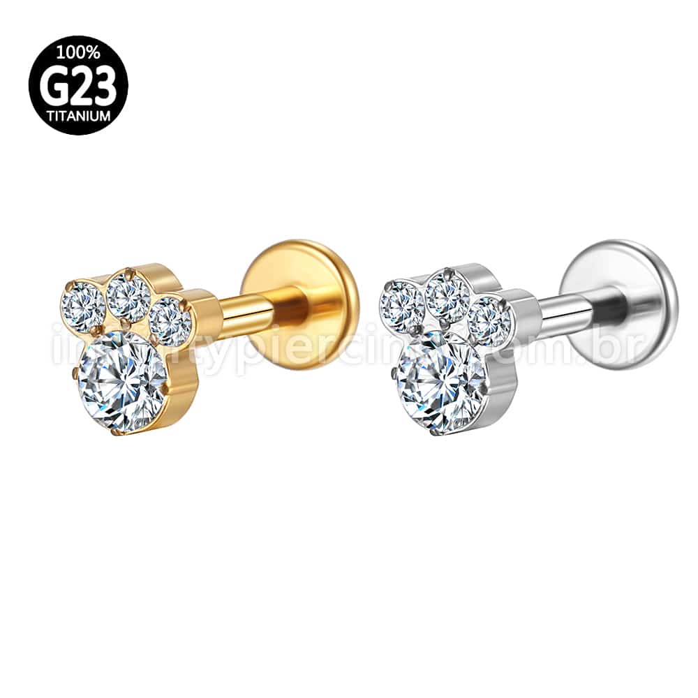 Piercing Labret Titânio Zircônia Cravejada